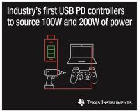 Industry's first 200-W and 100-W USB Type-C™ and USB Power Delivery controllers with fully integrated power paths simplify designs