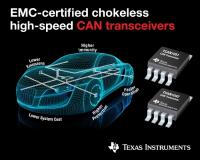 TI introduces chokeless high-speed CAN transceiver families with industry-leading EMC performance