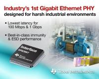 TI introduces lowest latency, highest ESD industrial Gigabit Ethernet PHYs, enabling real-time Industry 4.0 applications